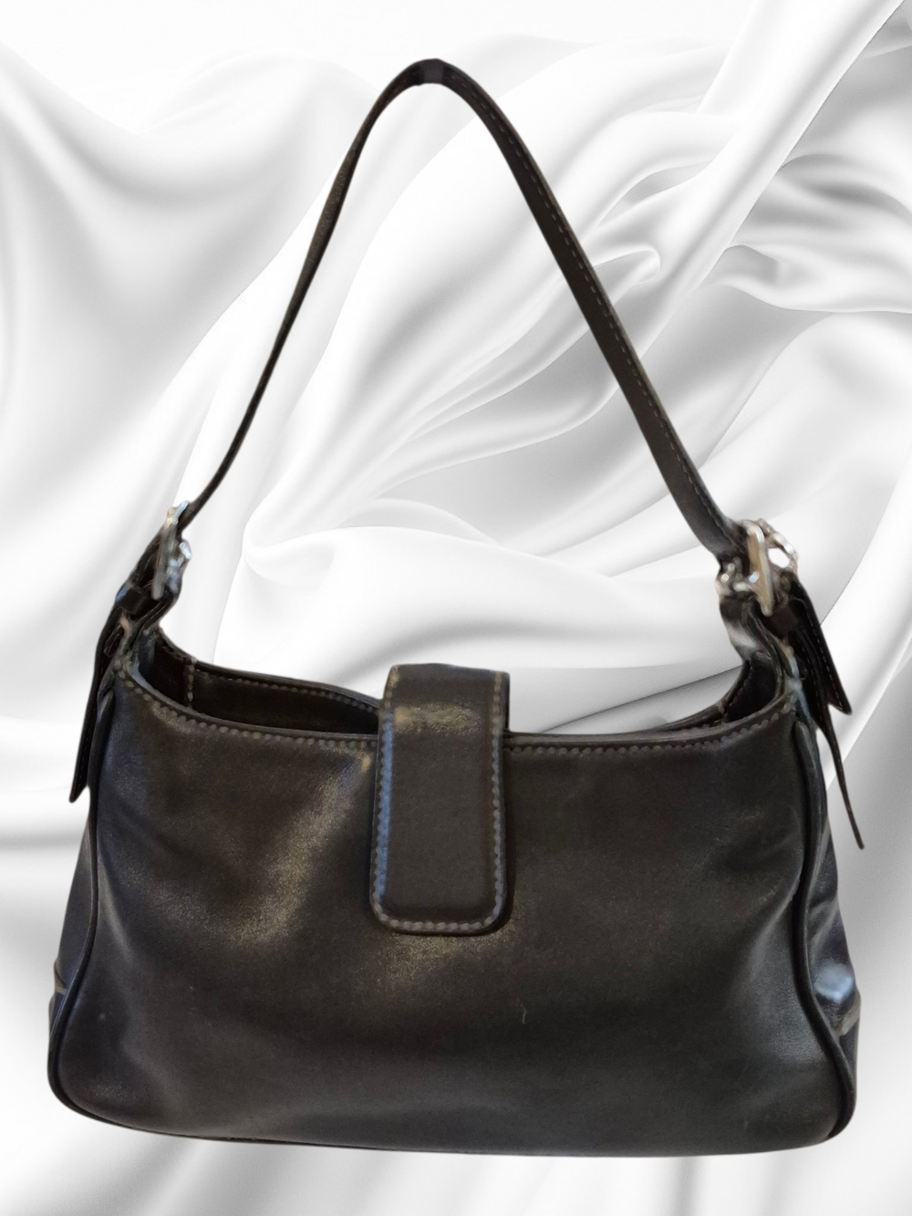 Vintage Coach Hampton/Legacy Hobo Smooth Black Leather Shoulder Bag